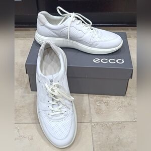 ECCO White Leather Perforated Sneakers